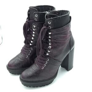 Vince Camuto Ermania Crinkle Leather Platform Boot Womens size 7 dark purple red